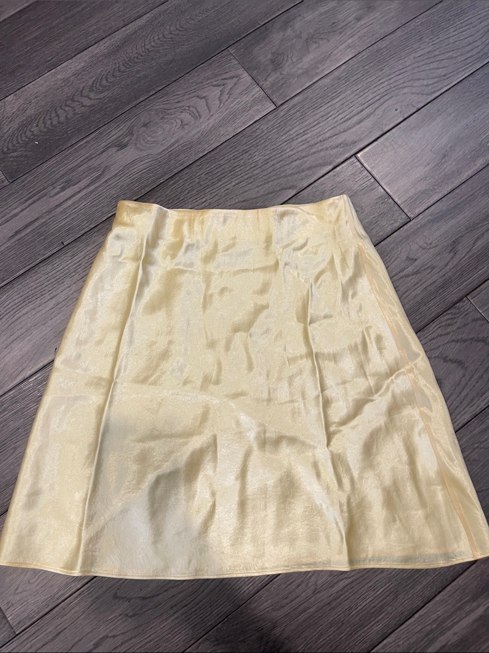 Aritzia Babaton Yellow Satin A-Line Mini Skirt